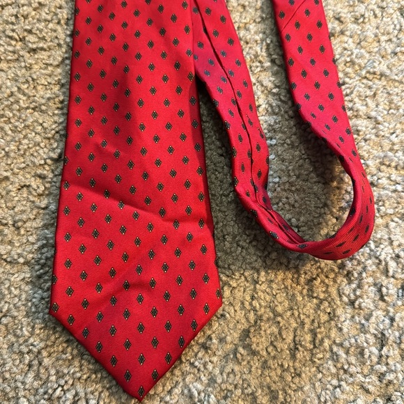 Vintage Christian Dior All Silk Necktie Red, Gold and Blue Diamond Tie - Picture 1 of 2